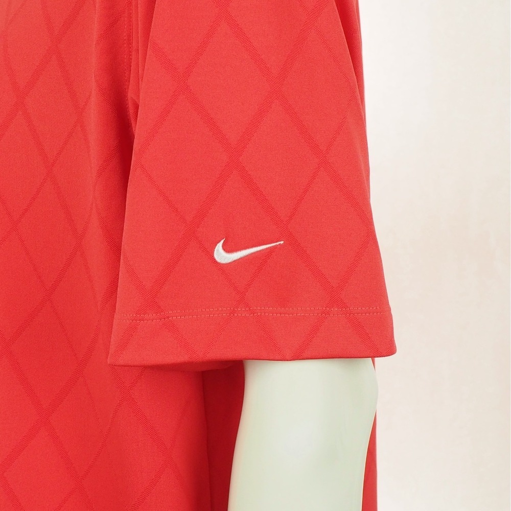 Nike Golf Polo Shirt Mens Sz XL Red Argyle Diamond Jacquard Fit Dry Performance - Picture 3 of 4